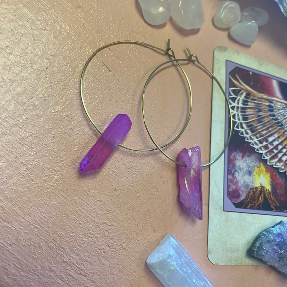 Pretty in pink brass boho babe earrings - Picture 2 of 4